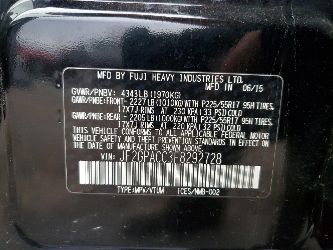 XV CROSST 2015 Glove Box 2071962