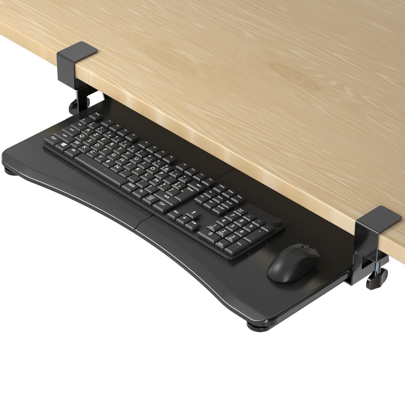 Keyboard Tray Under Desk Pull Out with C Clamp Mount Computer Keyboard & Mous...