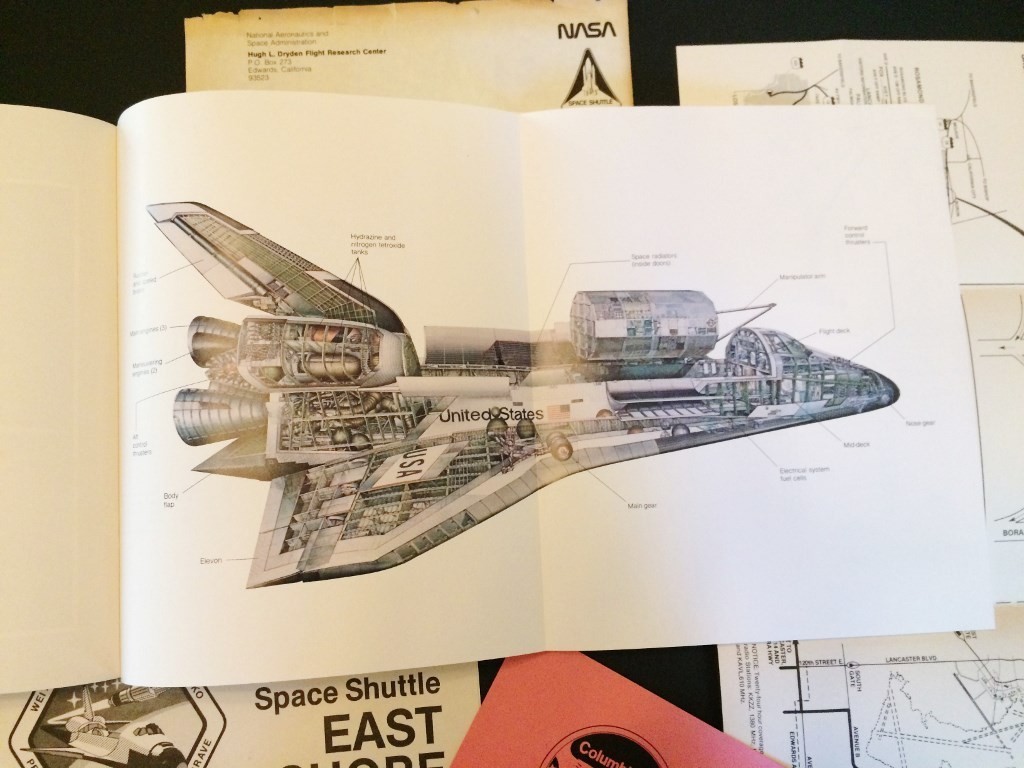 Space Shuttle Memorabilia, Official Shuttle Booklet, Viewing Passes, Newspaper