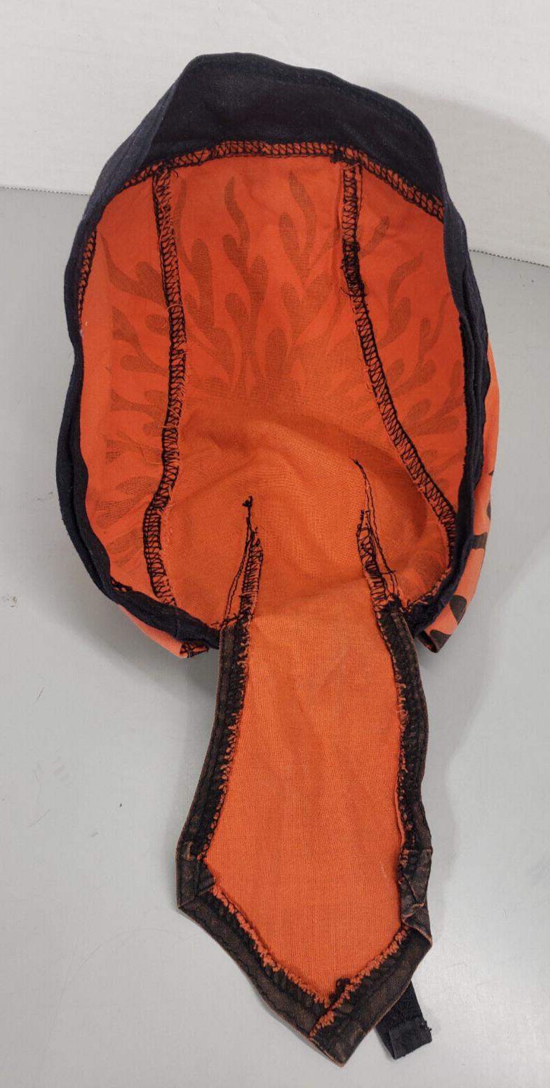 Orange and Black Flames Bandana Biker Do wrap Skull cap Doo Capsmith Du rag Hat