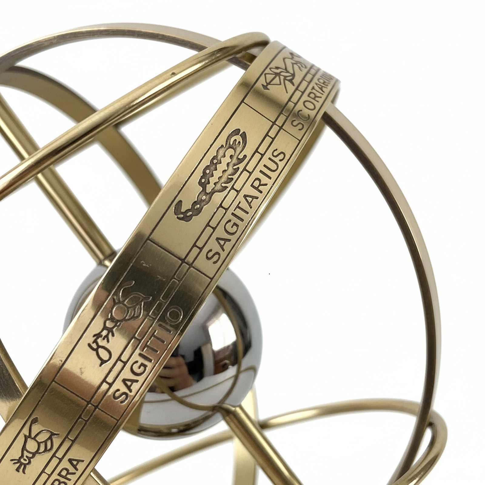 Vintage Style Brass Armillary Sphere Globe Decor - 12" Celestial Model