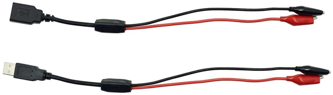 2 PCS 13.2-inch Alligator Clips to USB Female Male Connector Cable 18AWG