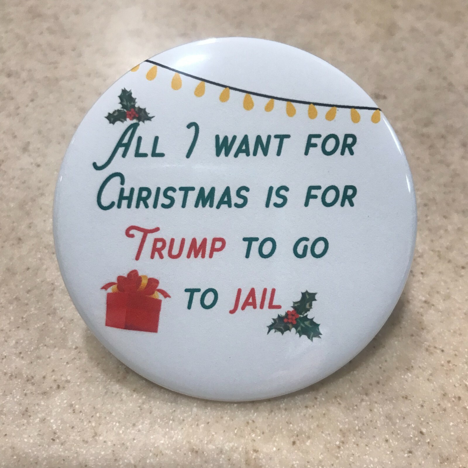 Democratic Christmas Pin-Back. SHIPS FREE