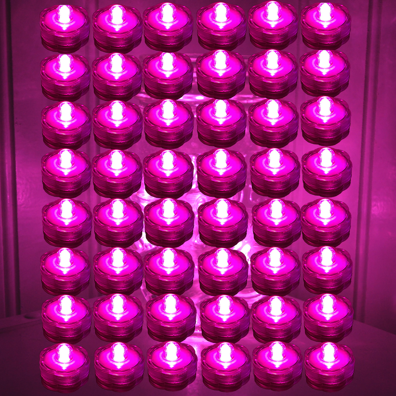 HOT PINK- 48 Qty Submersible LED Tea Light WEDDING Centerpiece Decoration