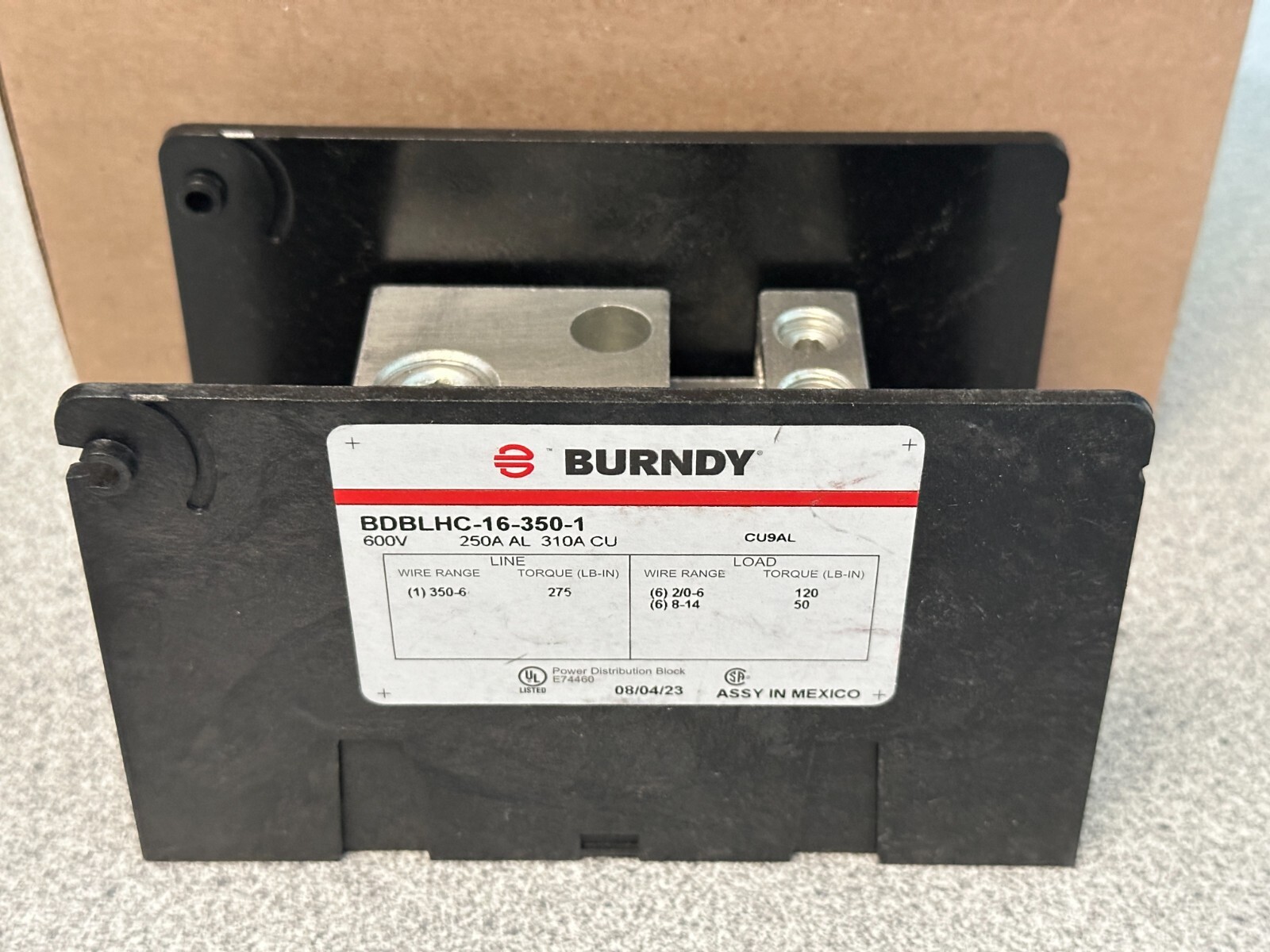 NEW BURNDY BDBLHC163501 Power Distribution Block 1 POLE 600V 250A
