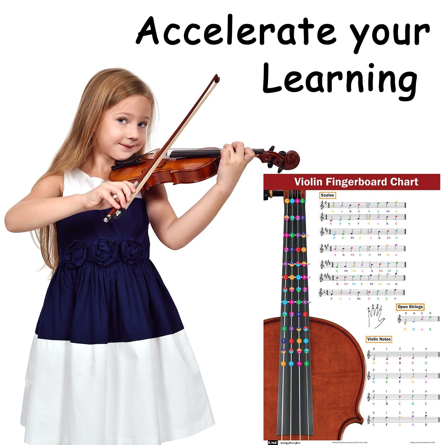 Violin Fingering Chart with Color-Coded Notes, Learn Violin Scales Techniques