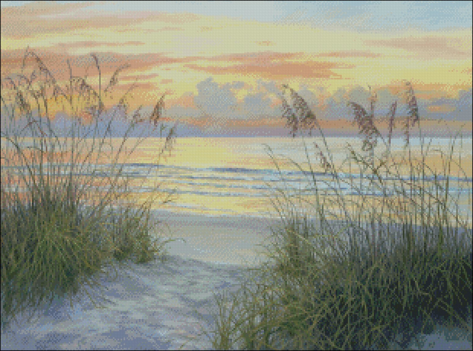 Golden Morning - DIY Chart Counted Cross Stitch Patterns Needlework DMC Color