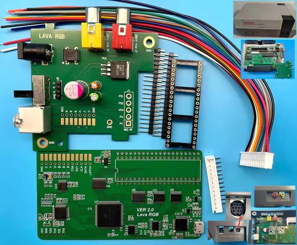 Lava RGB 2.0 Mod Kit For NES Famicom Video Upgrade Board 24-Bit RGBS S-Video