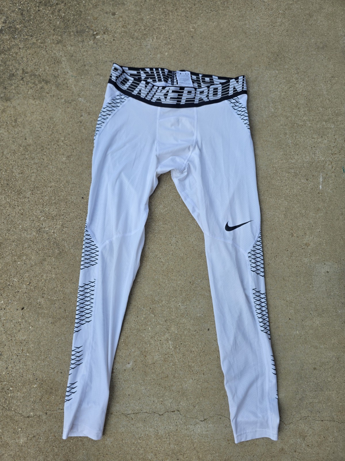 Nike Pro White Compression Base Layer Pants Men's Size L 932407-100