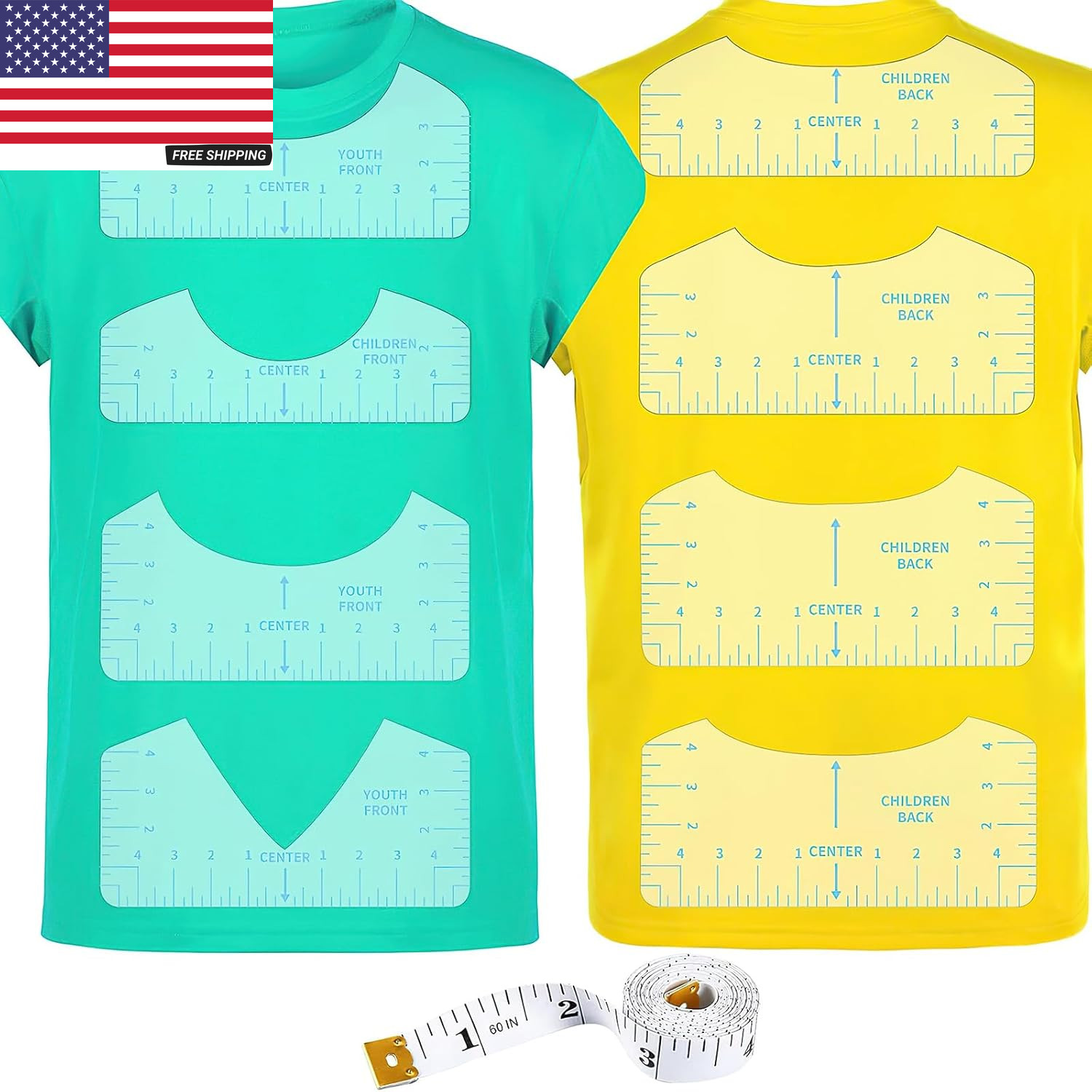9Pcs Tshirt Ruler Guide for Vinyl Alignment, T Shirt Rulers to Center Designs, P