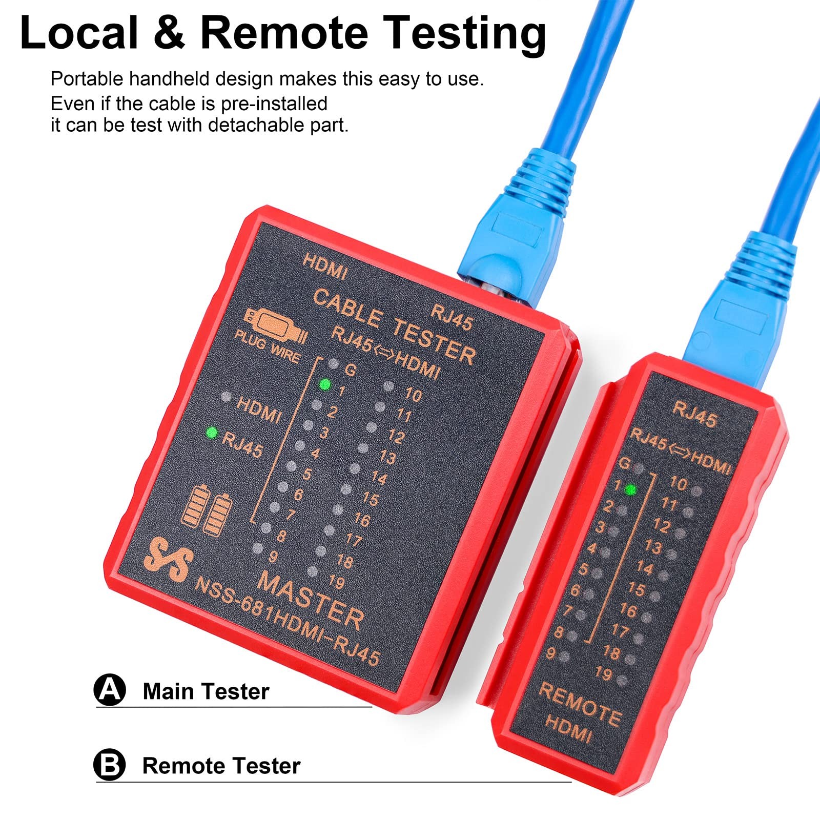 HDMI Tester Portable High Definition Network Cable Red and Black