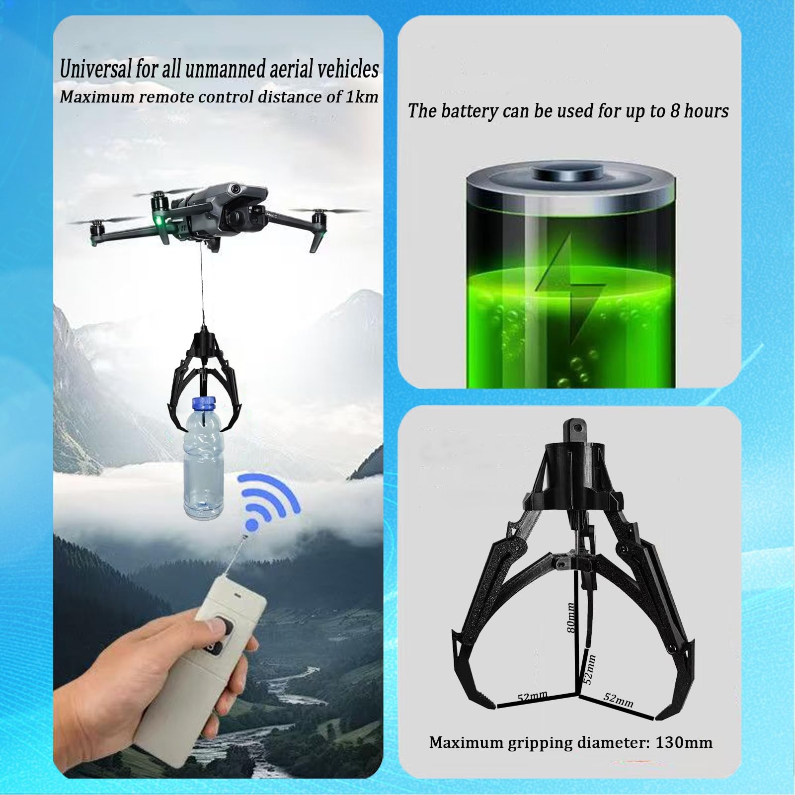 XTnueotr Universally Drone Airdrop System Release Device Mechanical Claw