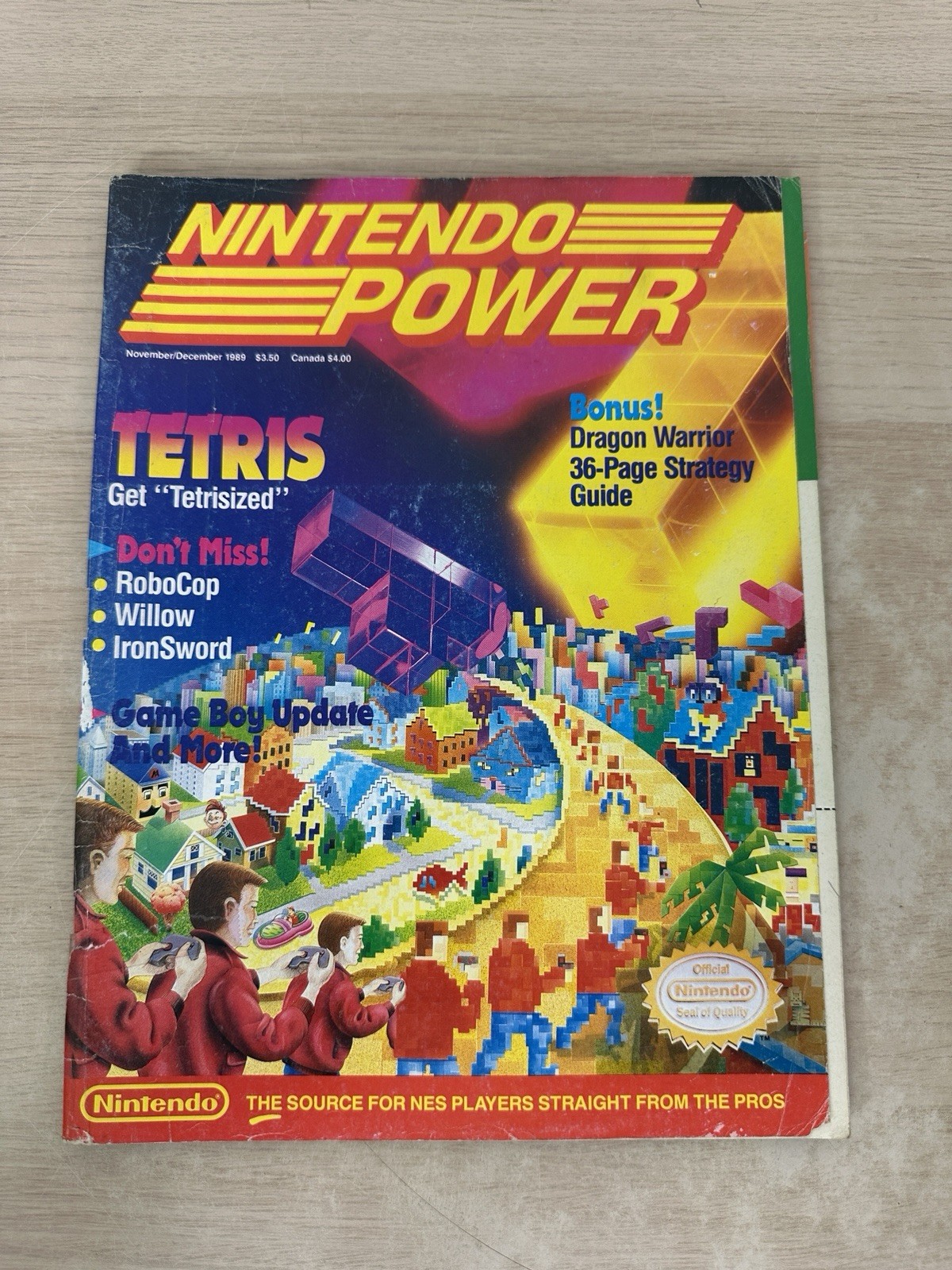 Vtg 1989 Nintendo Power Magazine #9 w/ Tetris Cover & Detached Ironsword Poster