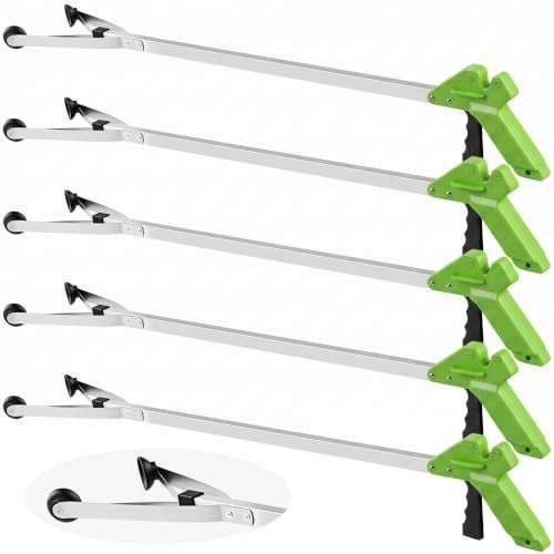 5 Pack Suction Cup Reacher Grabber Heavy Trash Picker Grabber 35 Inch Green