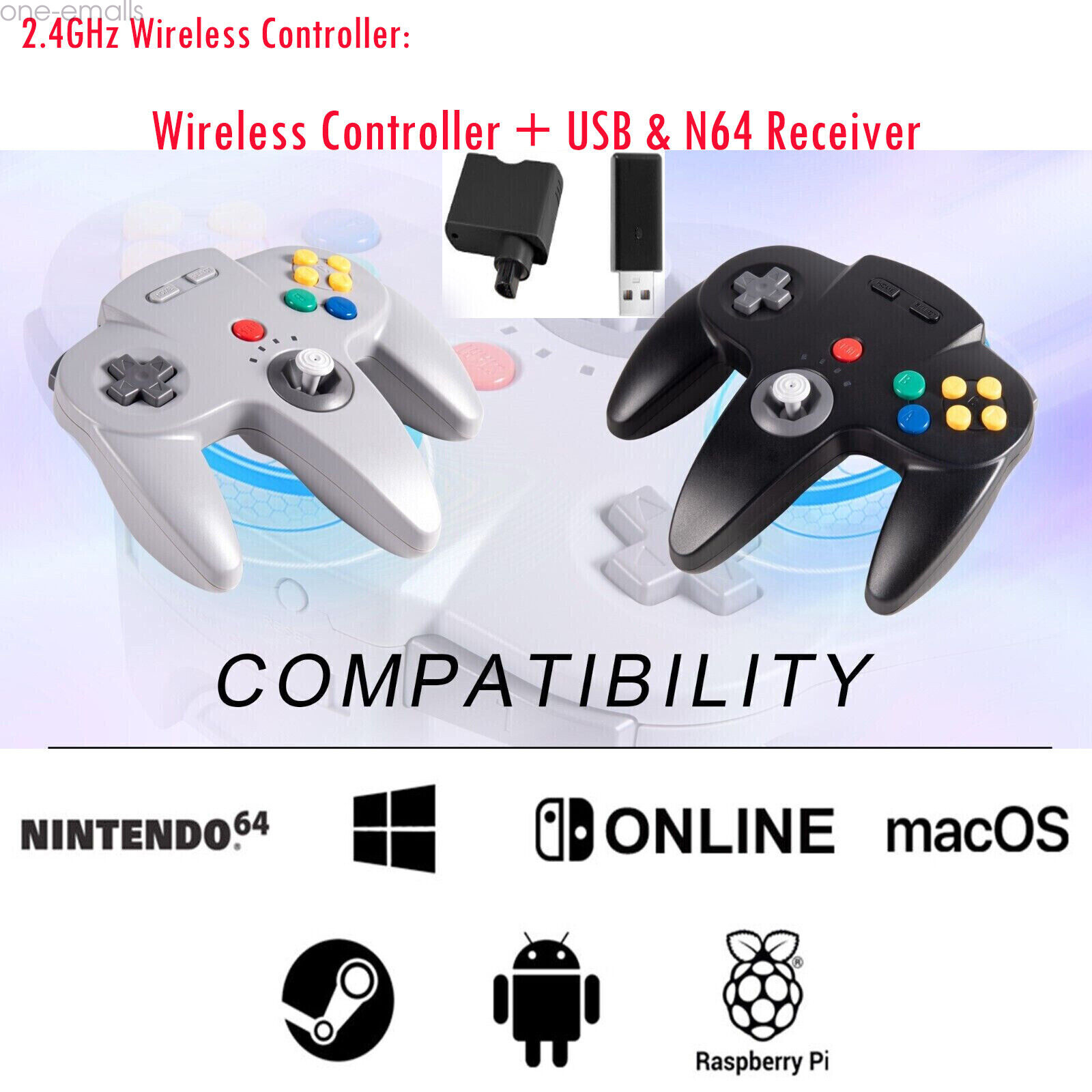 Wireless N64 Controller for Nintendo 64 Console/ Switch Mac Windows Rechargeable