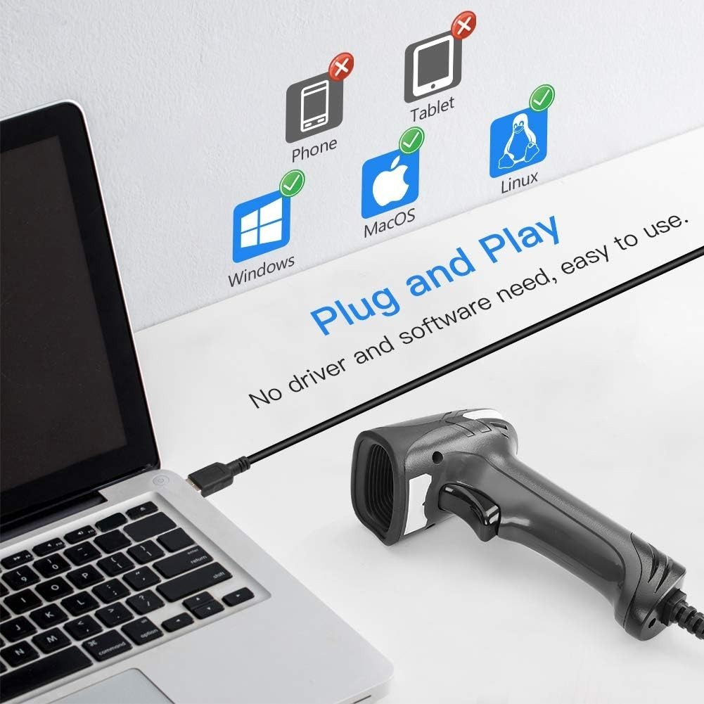 USB Wired 2D Barcode Reader Handheld CCD 1D QR Bar Code Reader Screen Scanner