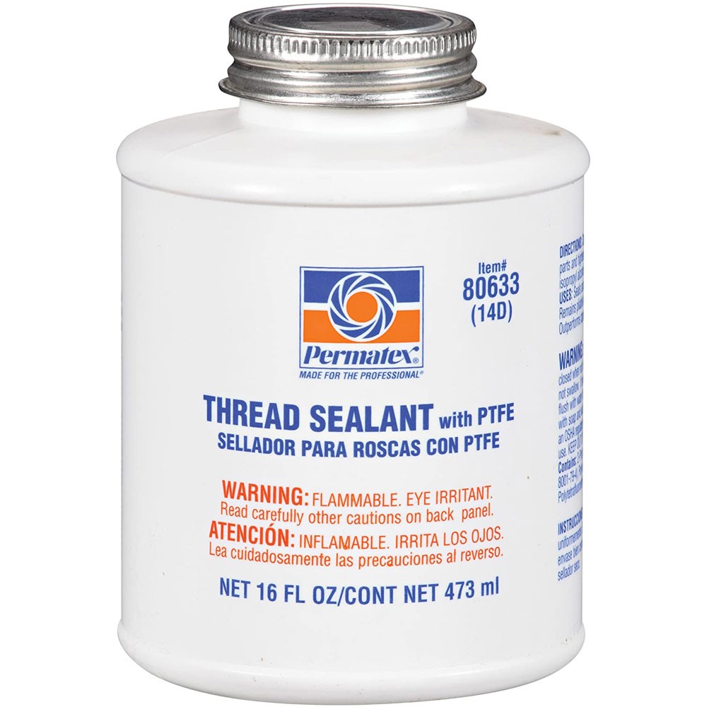 Permatex Thread Sealant 80633; Thread Sealant with PTFE 16 oz. Brush-on, White