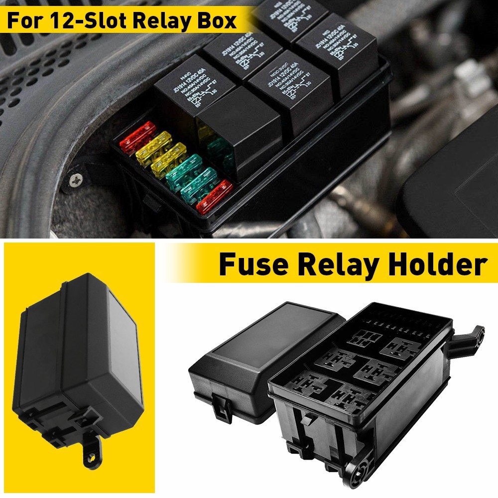 Automotive Fuse 12-Slot Holder Relay Relay Box 6 6Relays ATC/ATO Fuses Hot