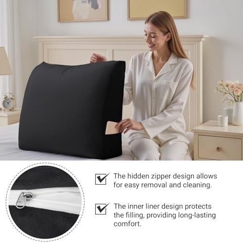 Back Support Pillow for Couch – Bed Rest Back Pillow with Removable Black