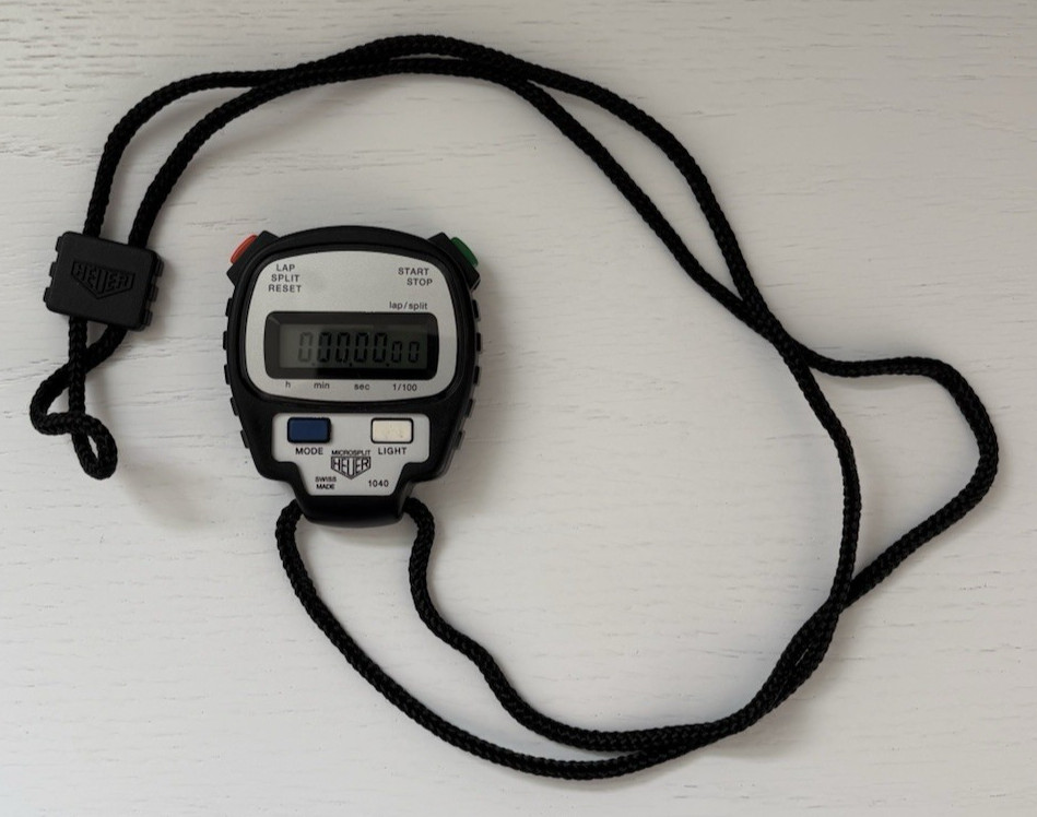 Vintage HEUER Microsplit 1040 Stopwatch Swiss Made New Battery and Working