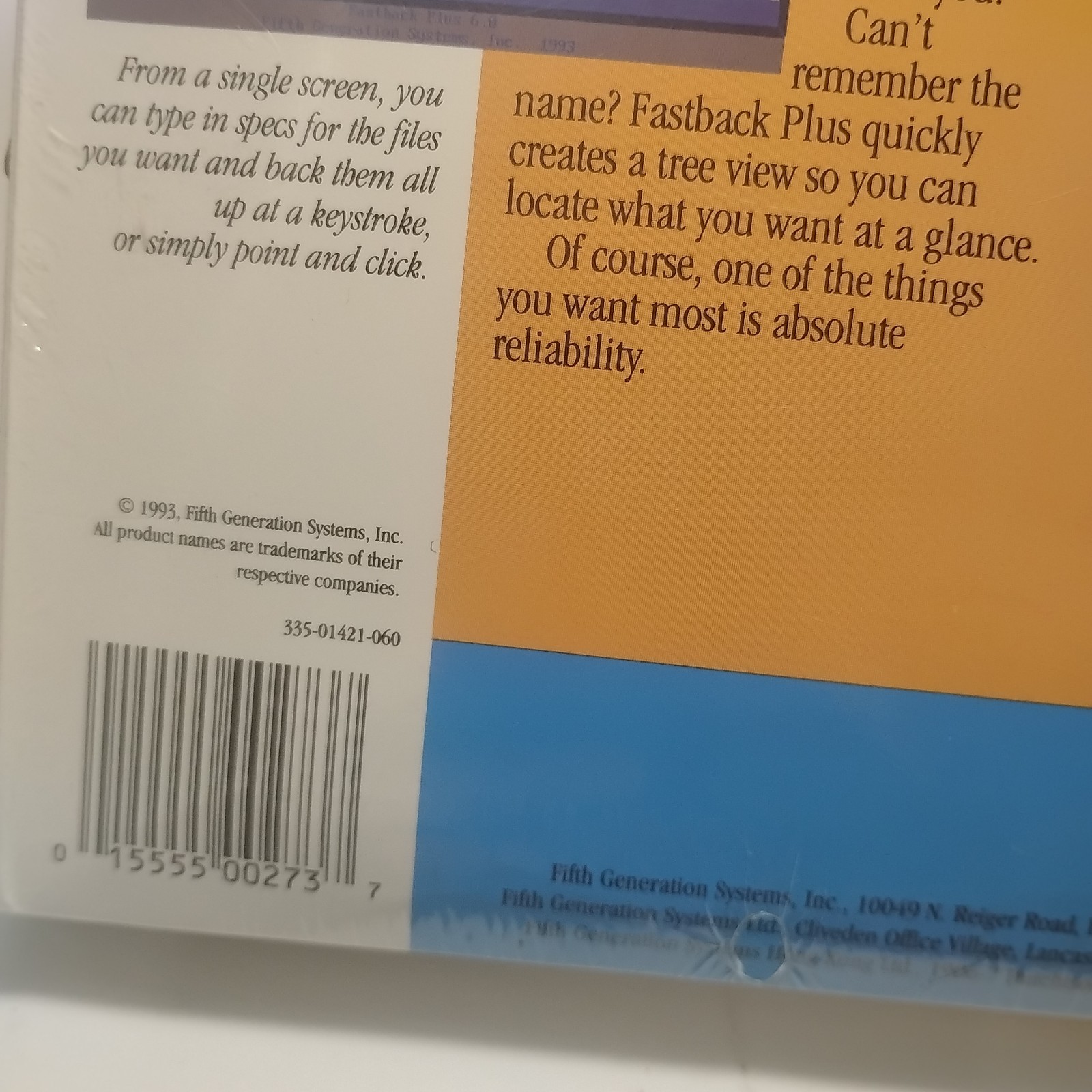 Fastback Plus Version 6.0 DOS Fifth Generation Systems Backup Software SeePhotos
