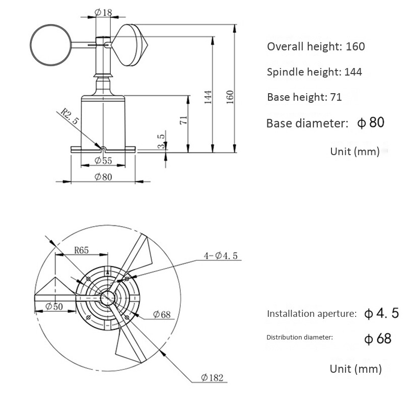 0-70M/S Wind Speed Sensor Environment Output Pulse Type Three Ta4356-