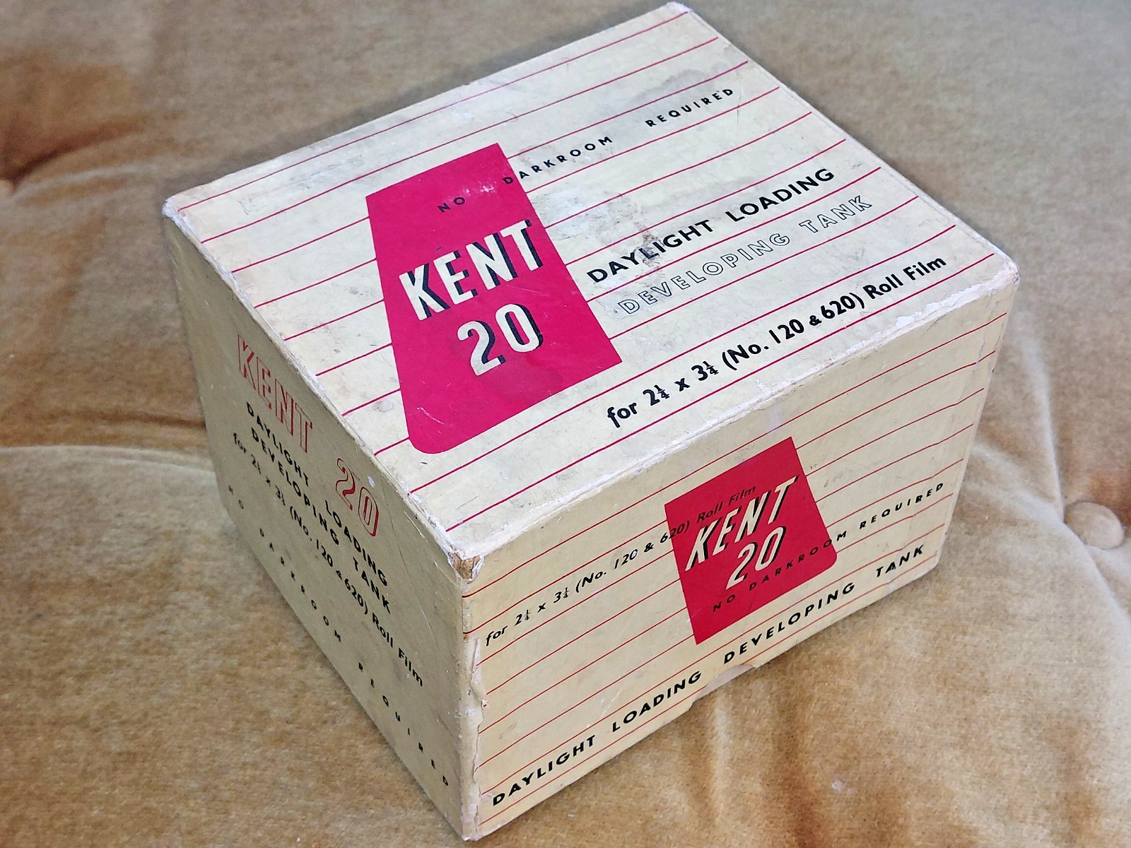 Vintage Photography Kent 20 Daylight Loading Developing Tank, BOX ONLY FILM PROP
