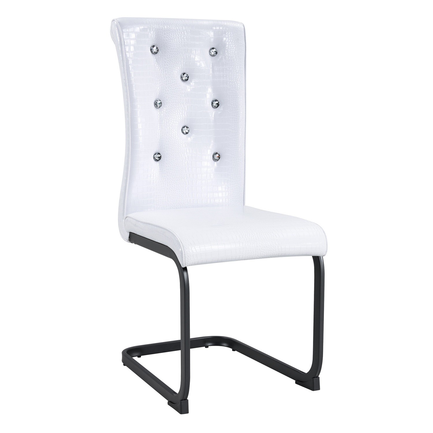 Set of 2/4 Modern Upholstered Faux Leather Dining Chairs w/ Black Metal Bow Legs