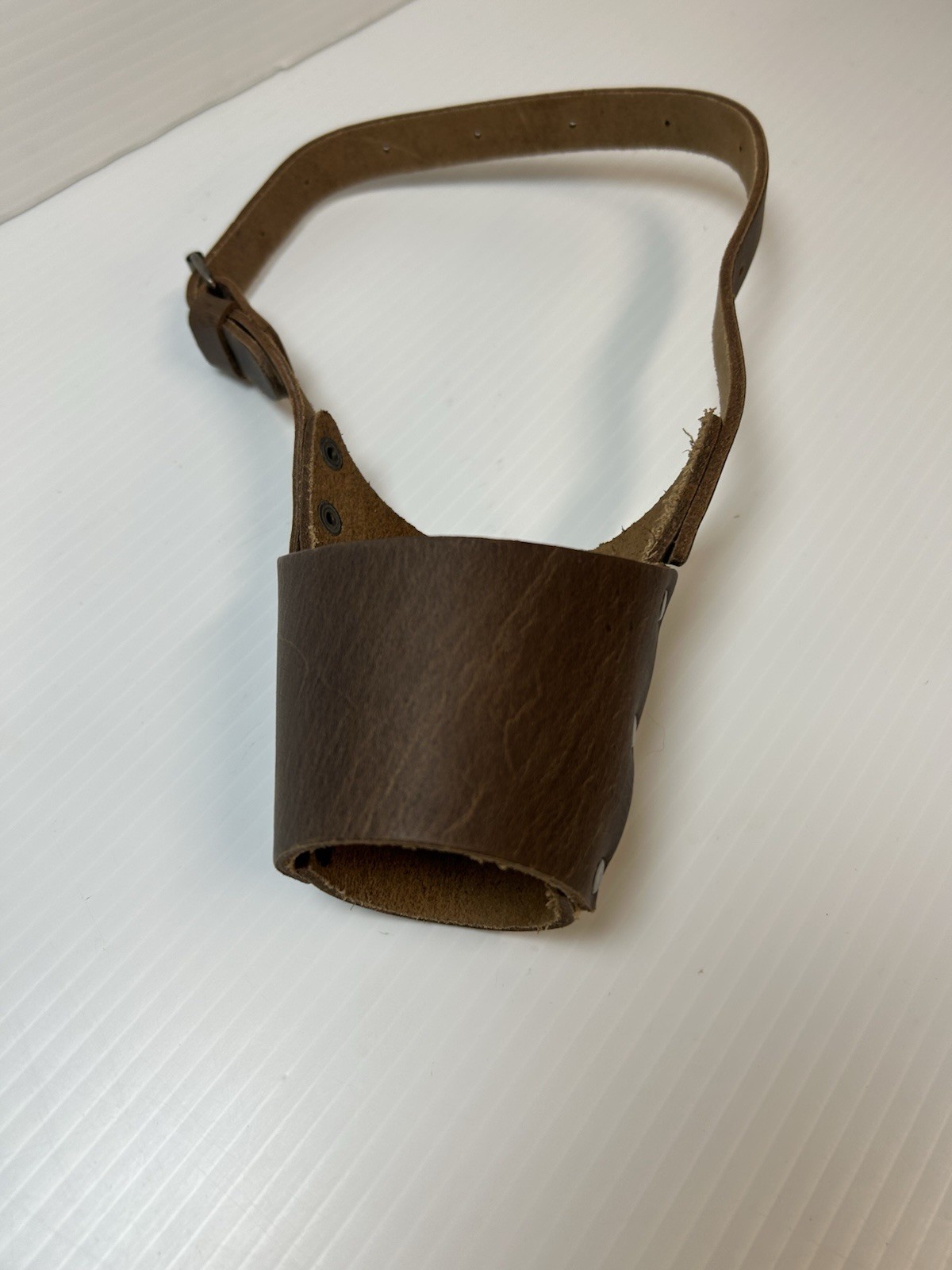 Full Grain Leather Riveted Dog Muzzle Hide And Drink Adjustable Strap Training