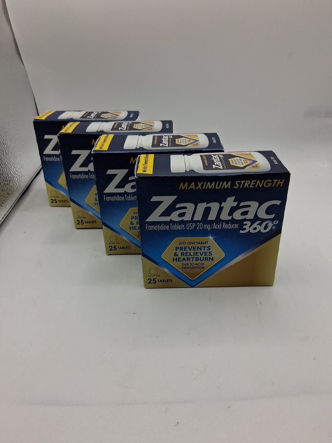 4x ZANTAC 360 Maximum Strength Acid Reducer 25Ct. ea.(lot of 4) 100Ct. total