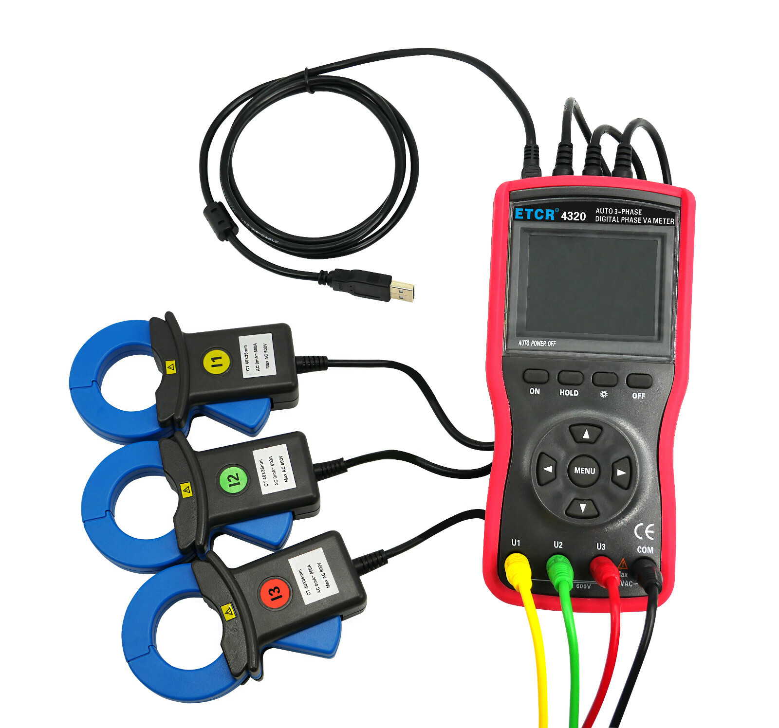 Large Caliber Three Phase Digital Voltmeter AC Current Voltage Tester Meter 600A
