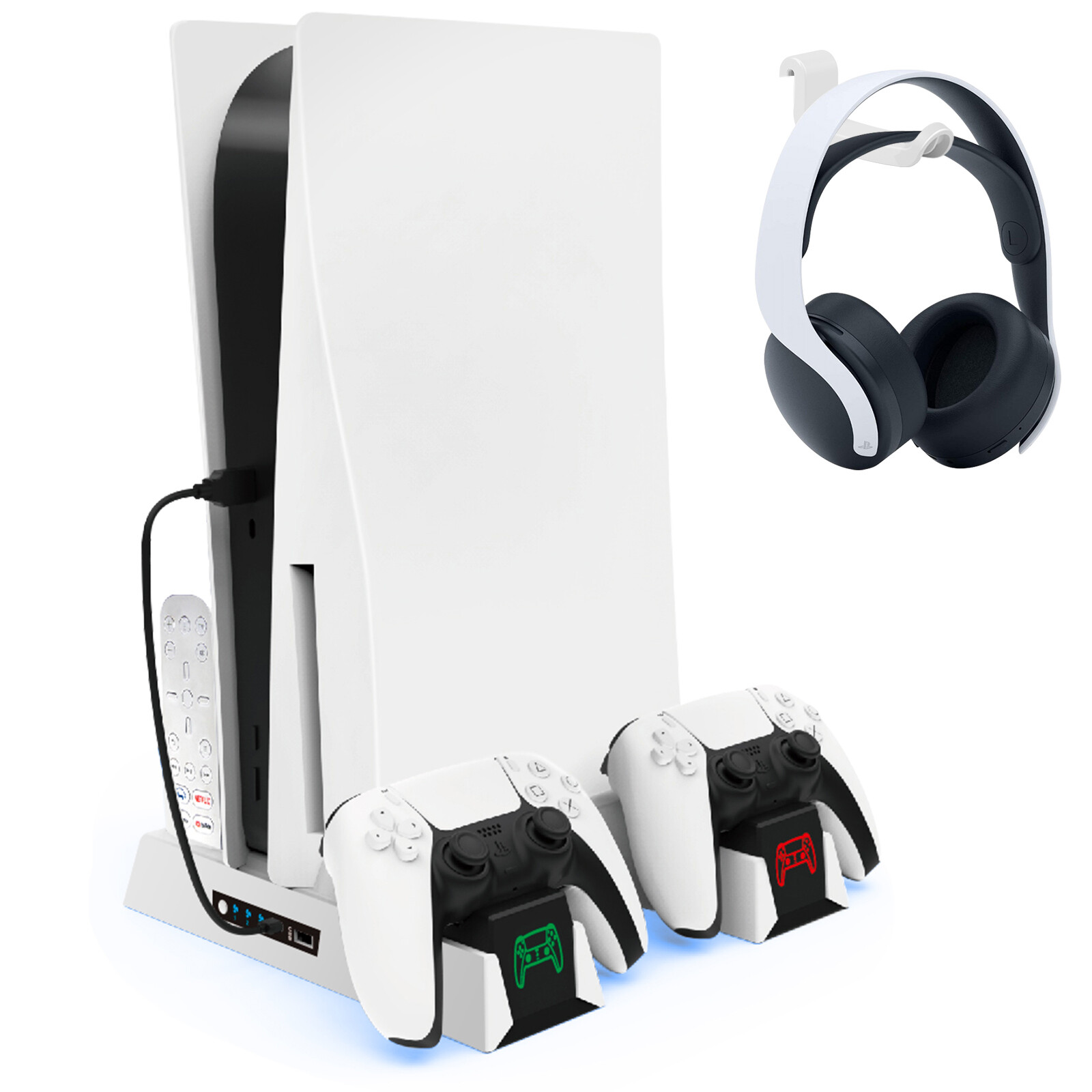 For Playstation 5 Dualsense Controller Charging Station PS5 Cooling Fan White