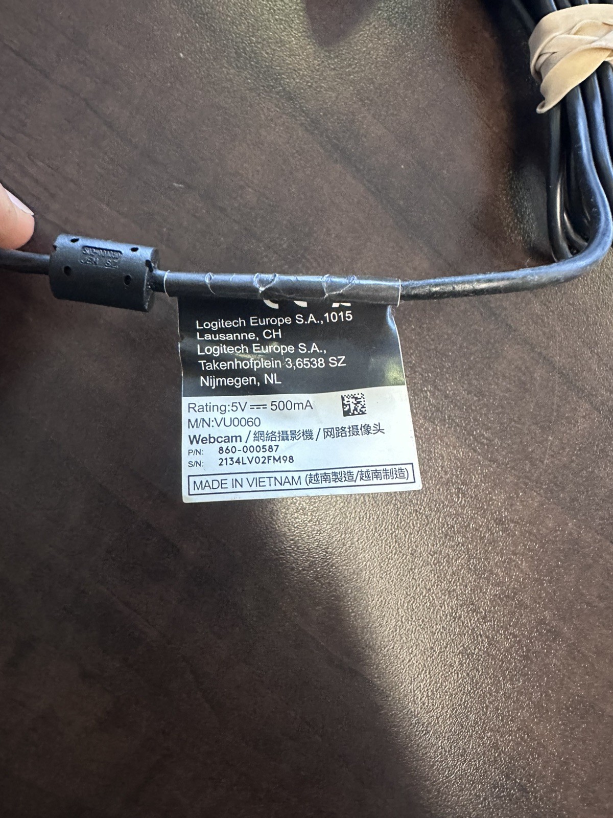 Logitech VU0060 Webcam HD 1080p - Wired USB - Tested/working
