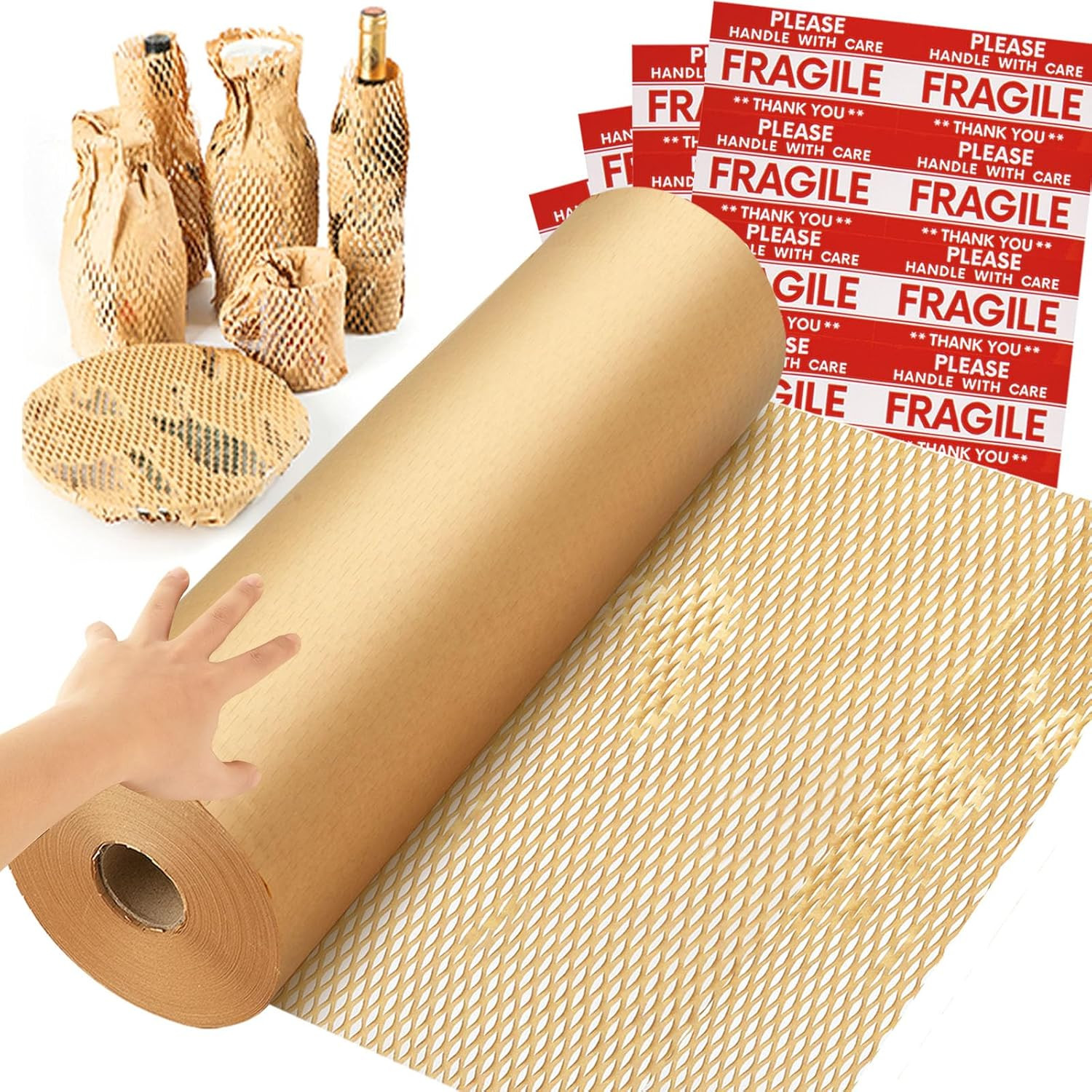 Honeycomb Packing Paper Wrap 15''X600', Substitute Alternative for Bubble Cushio