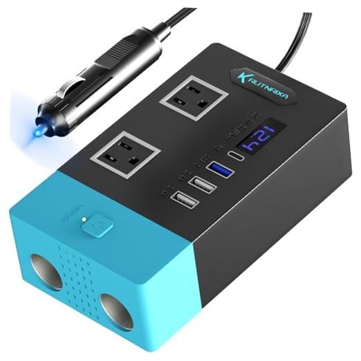 Power Inverters 300W 12V DC to 110V AC Converter for Vehicles 2X AC 300Blue