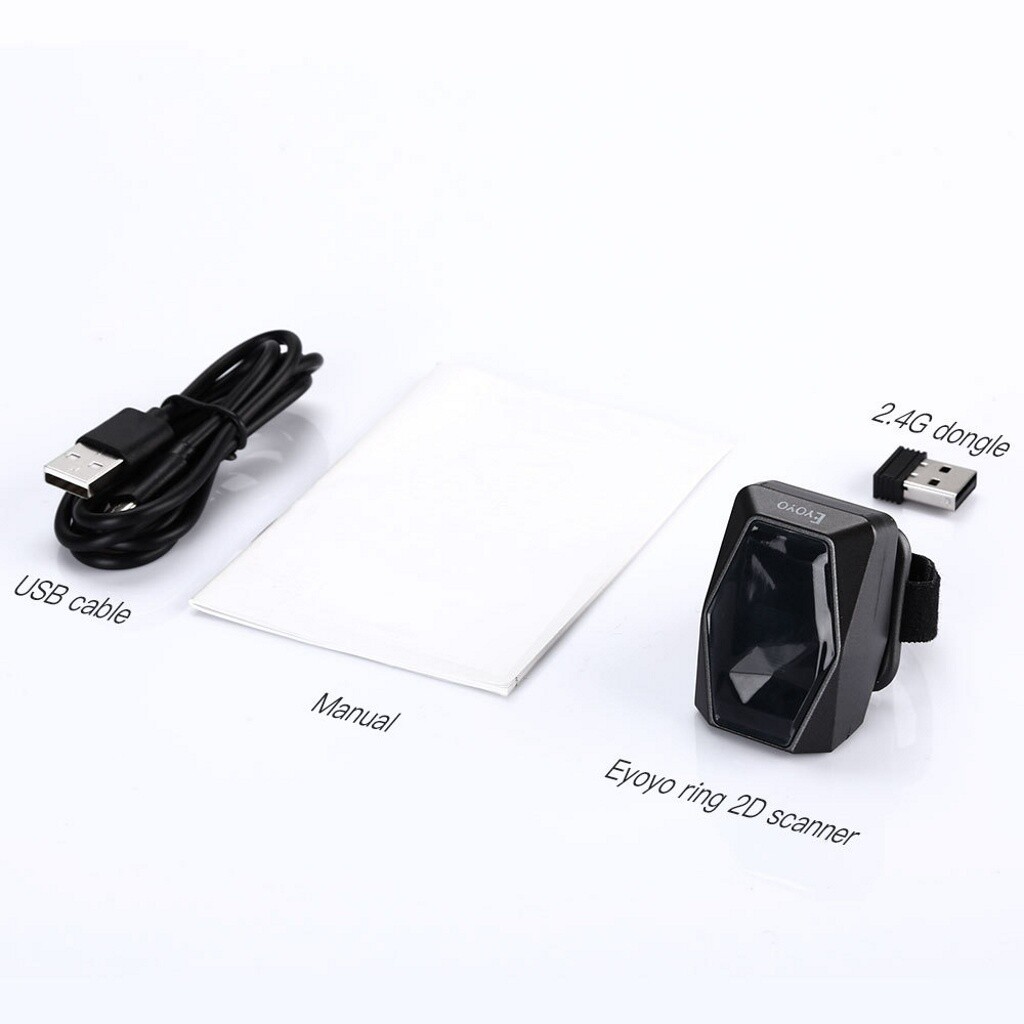 Eyoyo Mini Finger Barcode Scanner Wireless 2D Wearable Ring Scanner for PC Phone