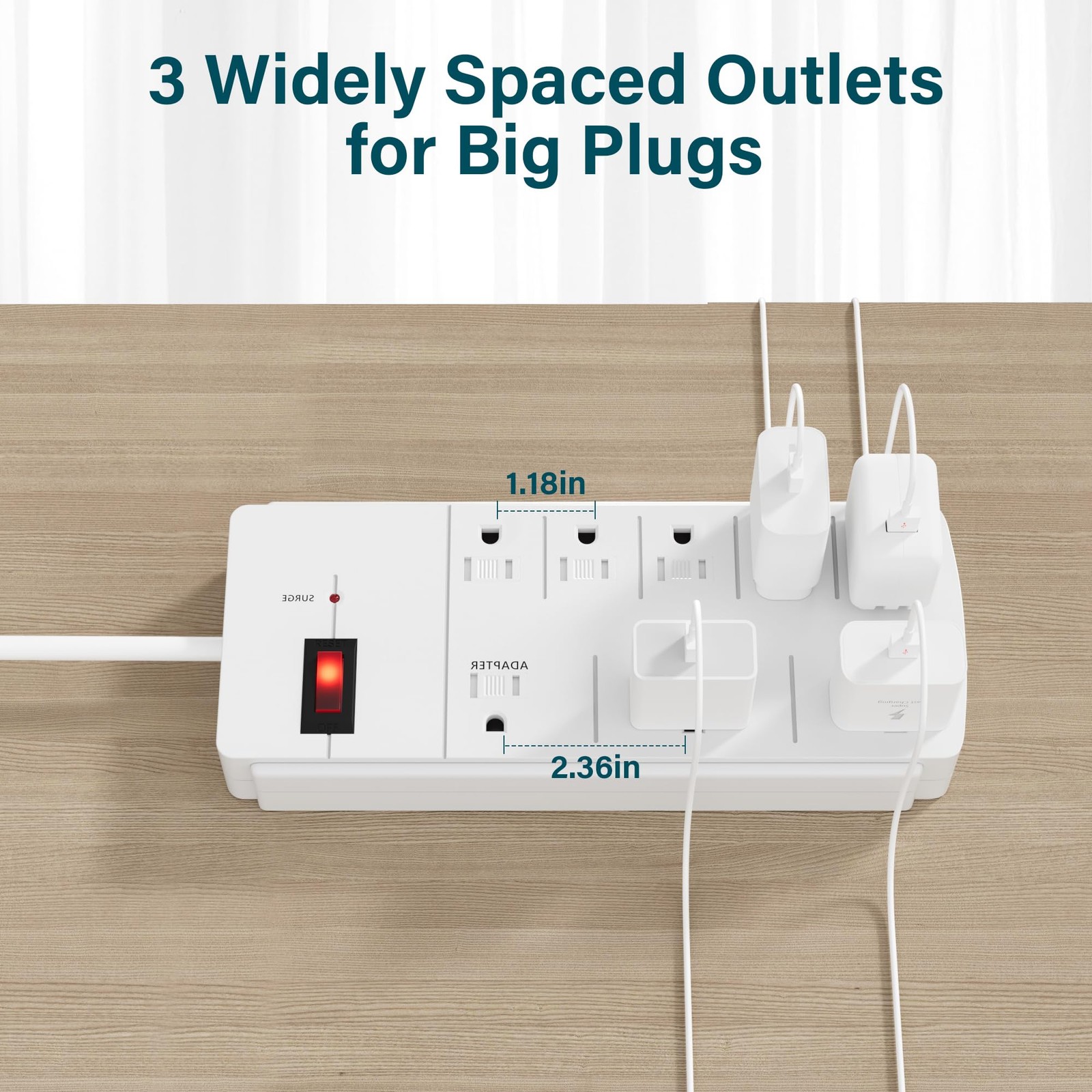Elecan Surge Protector 8 Outlets 4FT White