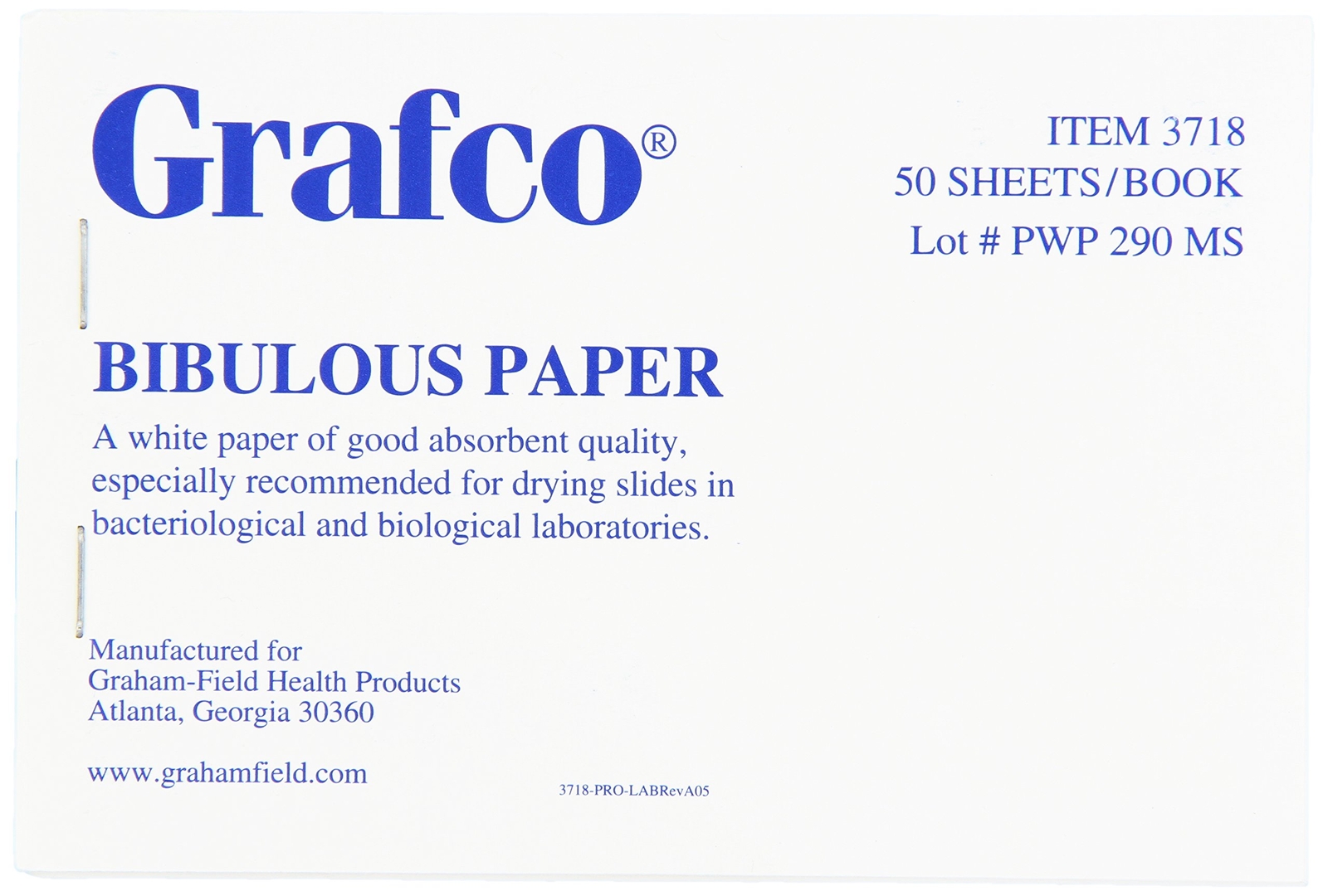 3718 Grafco Bibulous Blotting Absorbent Paper 50 Sheets 4x6 Inch Pack 6