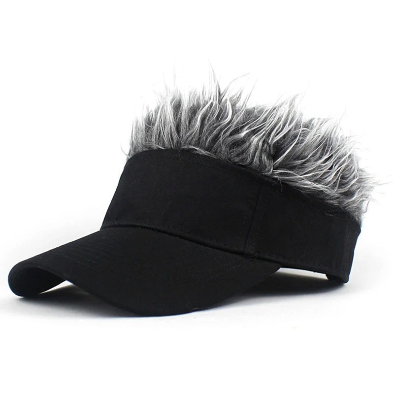 Men Wig Golf Baseball Cap with Fake Hair Cap Sun Visor Whimsy Fun Toupee Hats