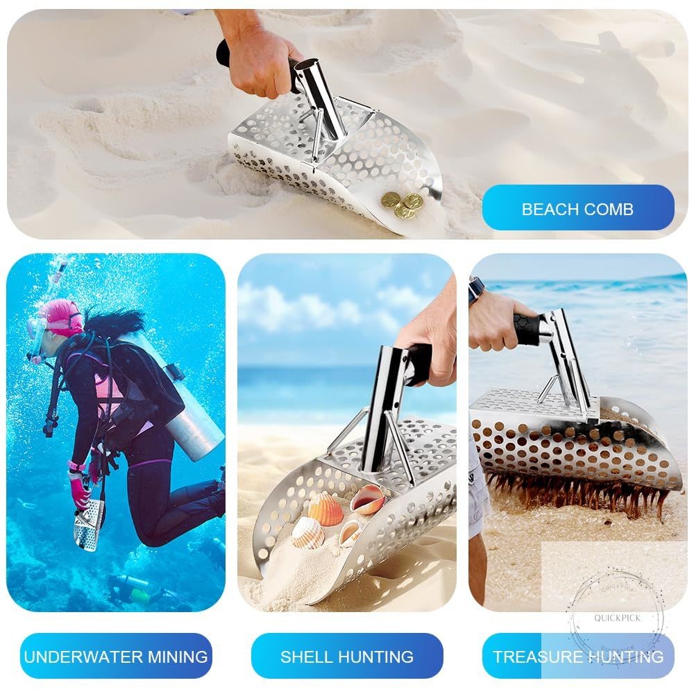 Sand Scoop for Metal Detecting, Stainless Steel Metal Detector Scoop, Metal