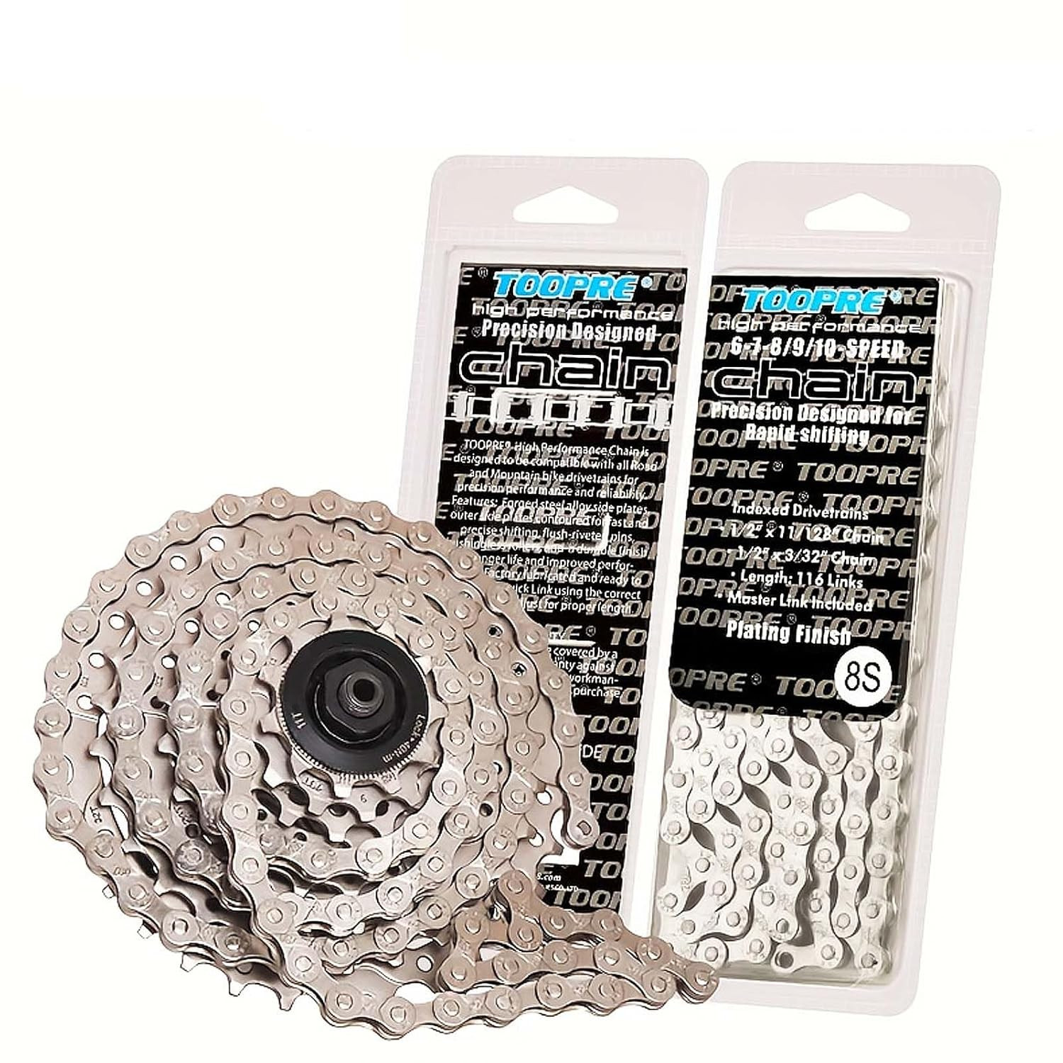 Toopre 6/7/8-Speed Bicycle Chain - 1/2x3/32 Inch Racing-Grade Steel Chain wit...