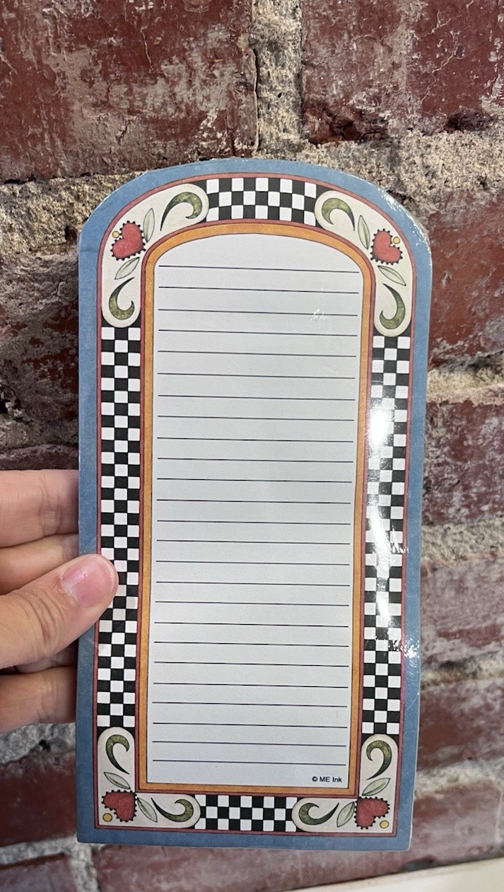 Mary Engelbreit - Magnetic Notepad Black & white Check New/Sealed - Dated 2004