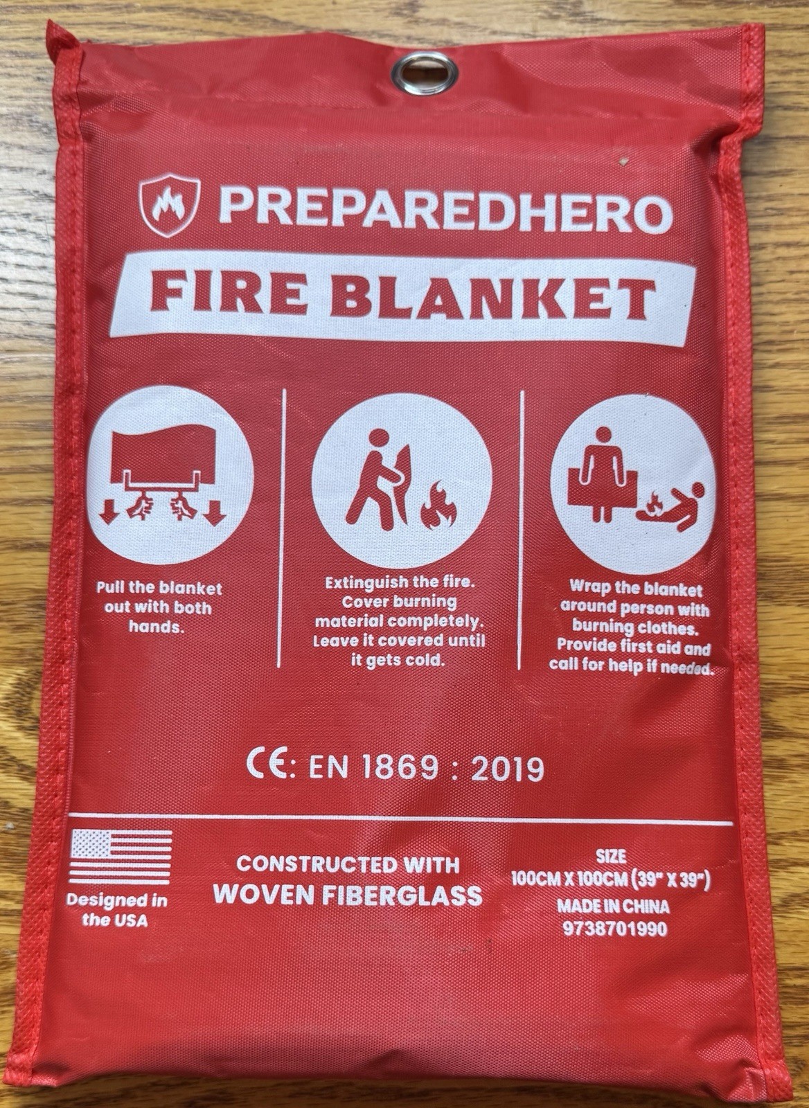 Prepared Hero Emergency Fire Blanket - Fire Suppression for Kitchen, 39x39 - B30