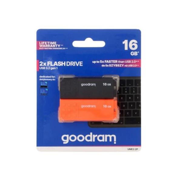 UME3-0160MXR11-2P Pendrive USB 3.2 16GB R: 60MB/s W: 20MB/s USB A Black, Orange