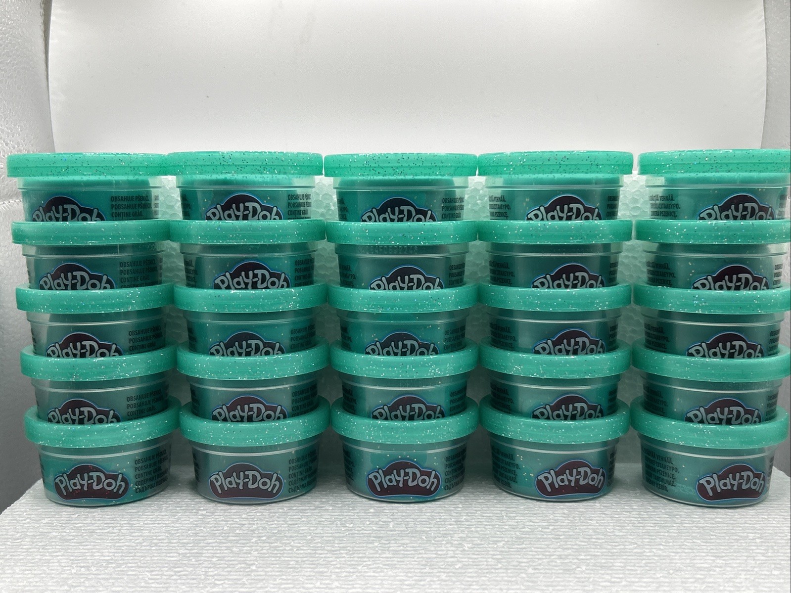 Hasbro Play-Doh (25) 1 Ounce Containers SPARKLE GREEN GLITTER