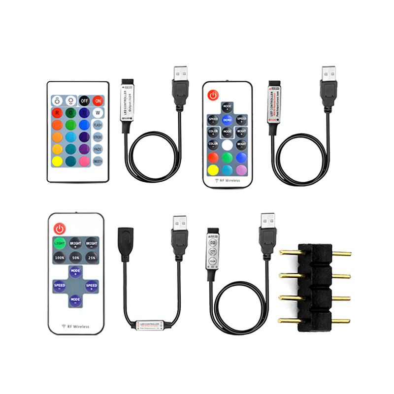 USB 5V LED Strip 4Pin Connector 3Key, 17key 24Key RGB / Single Color Controller
