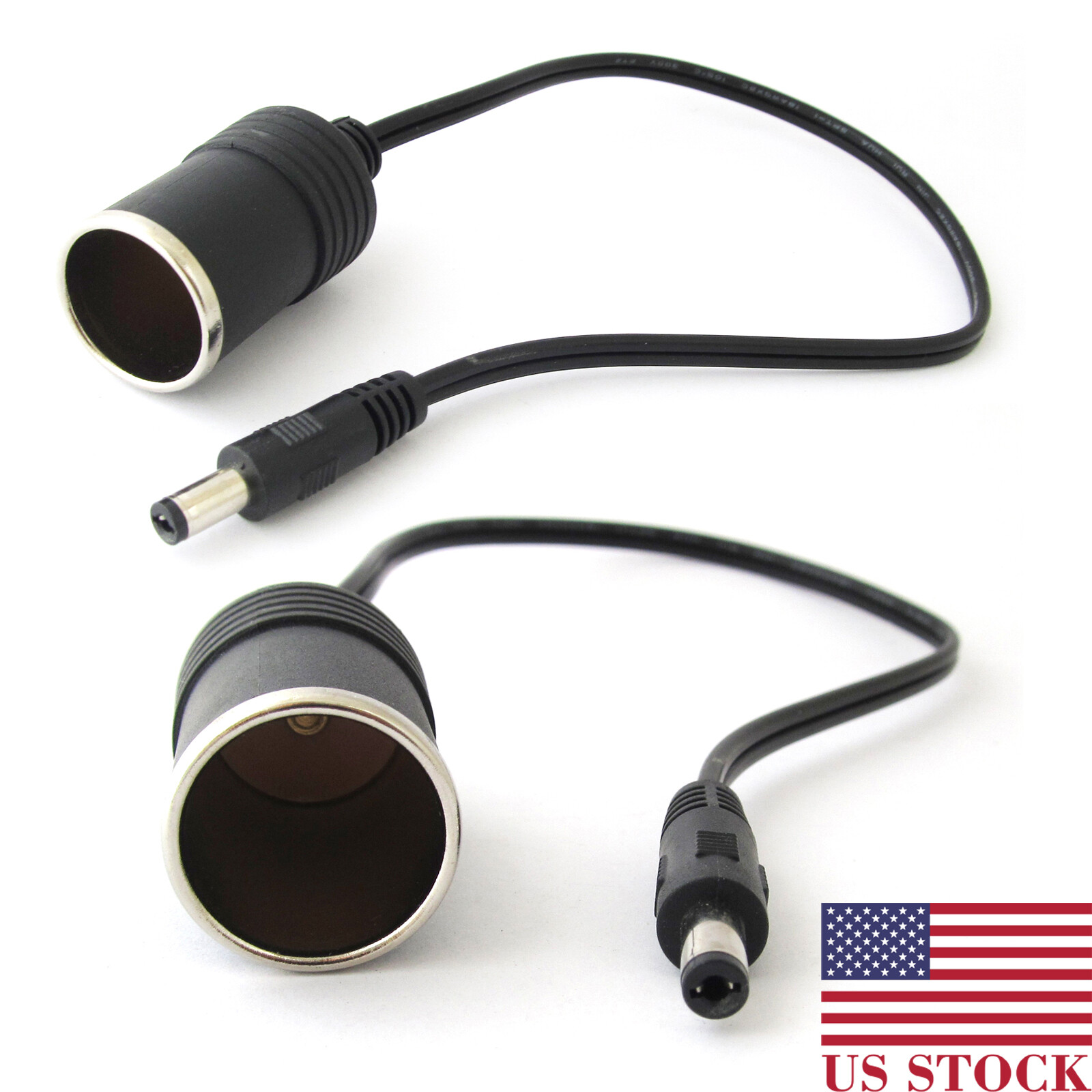 2pcs 30A 5.5mm x 2.1mm Male Plug to Cigarette Lighter Car battery Charger Cables