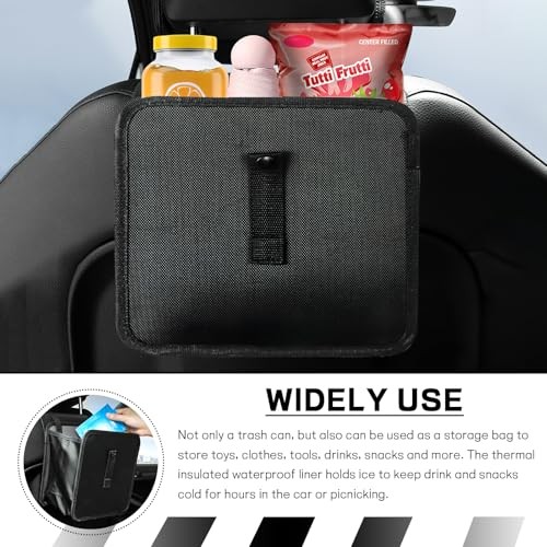 Foldable Car Trash Can, Waterproof Leakproof Hanging Auto Garbage Can, Large