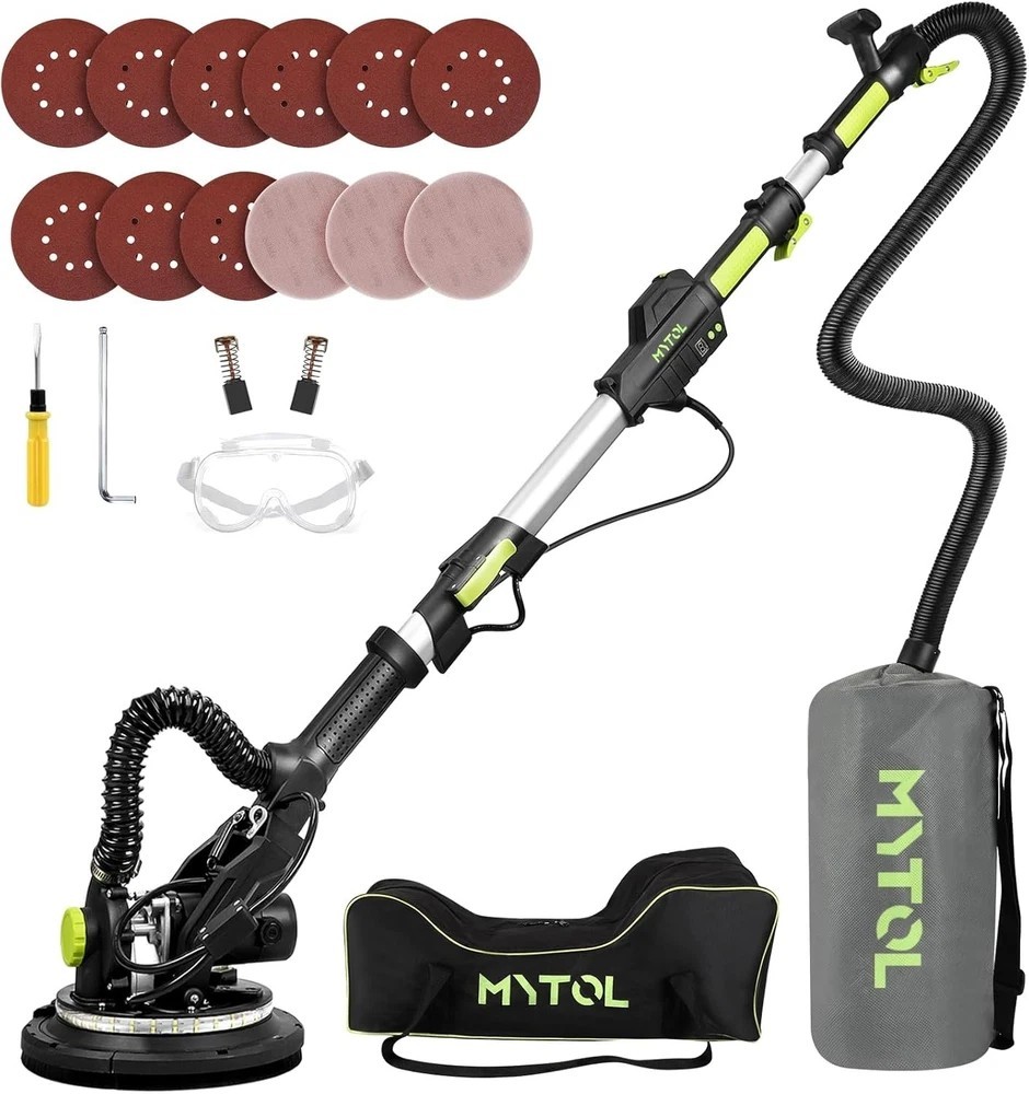 Electric Drywall Sander 7.2A Vacuum Dust Collection LED Light Variable Speed