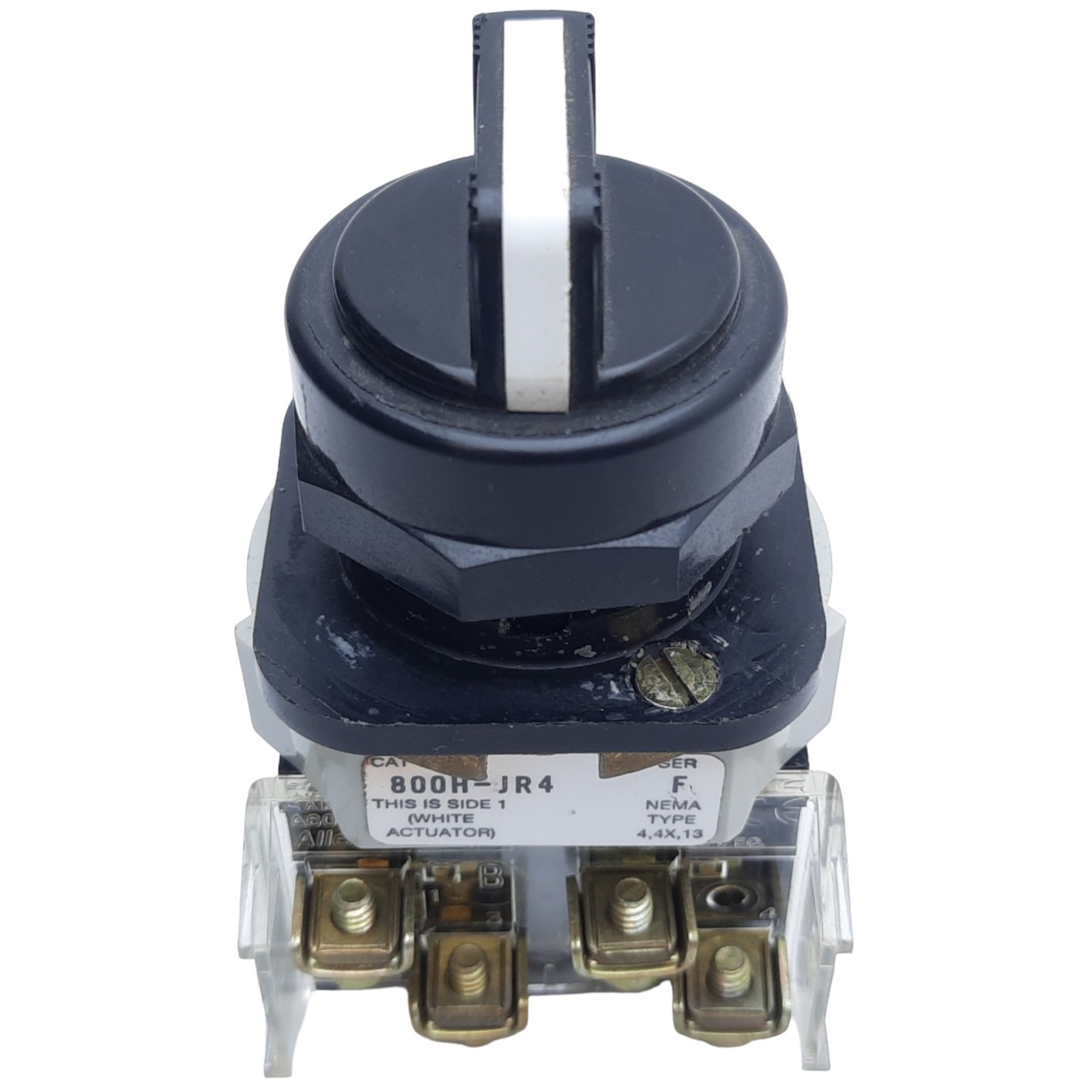 Allen Bradley 800H-JR4 Selector Switch, 3-Position Knob, 30mm, Spring Return